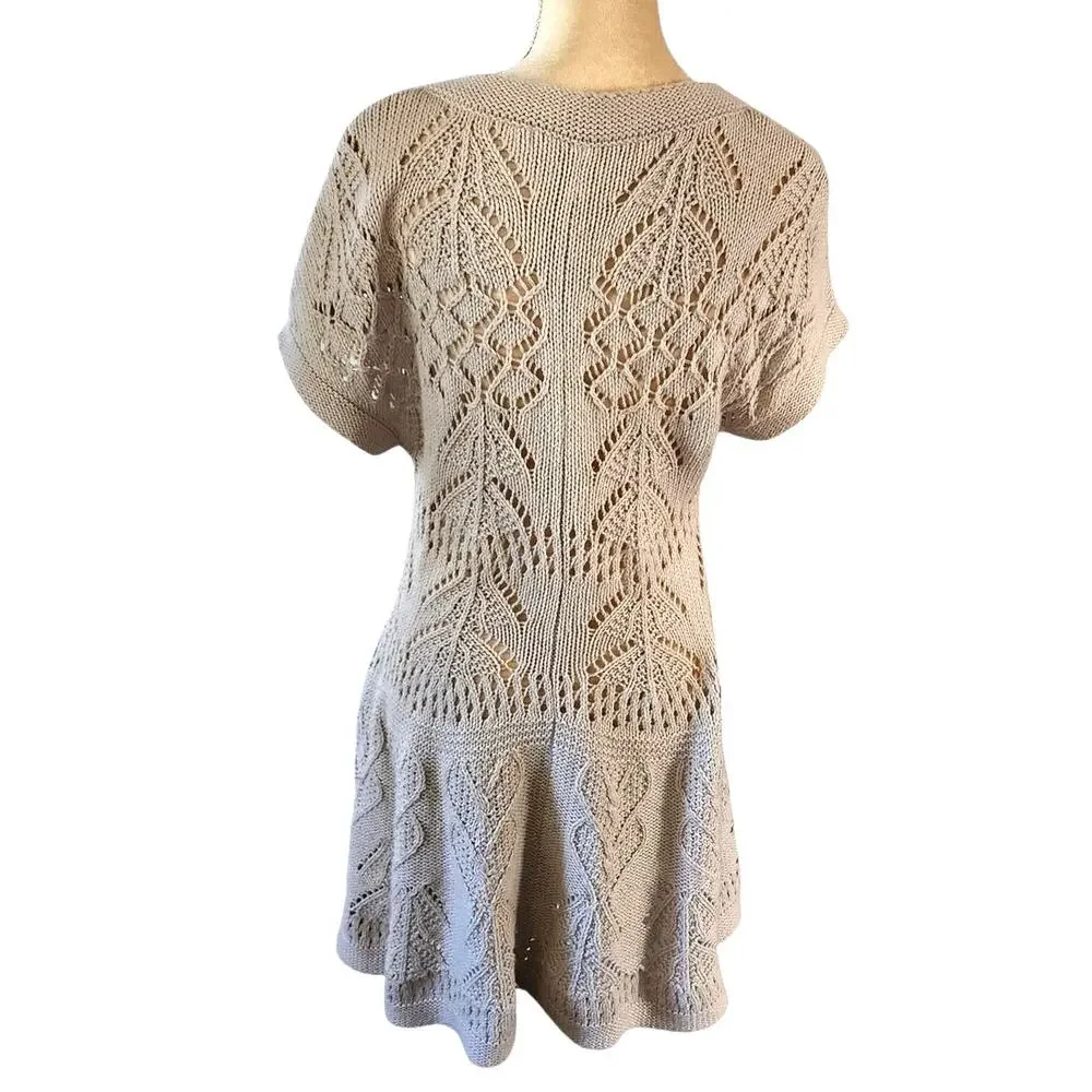 Anthropologie Sparrow Beige Button Down Sweater Cardigan Dress XL - Picture 4 of 4